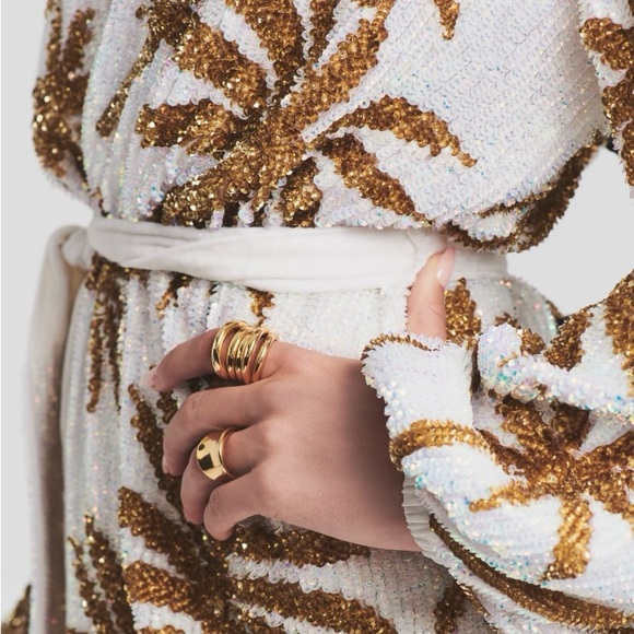 RETROFETE Gabrielle Palm Tree Robe Dress - White - Picture 5 of 5